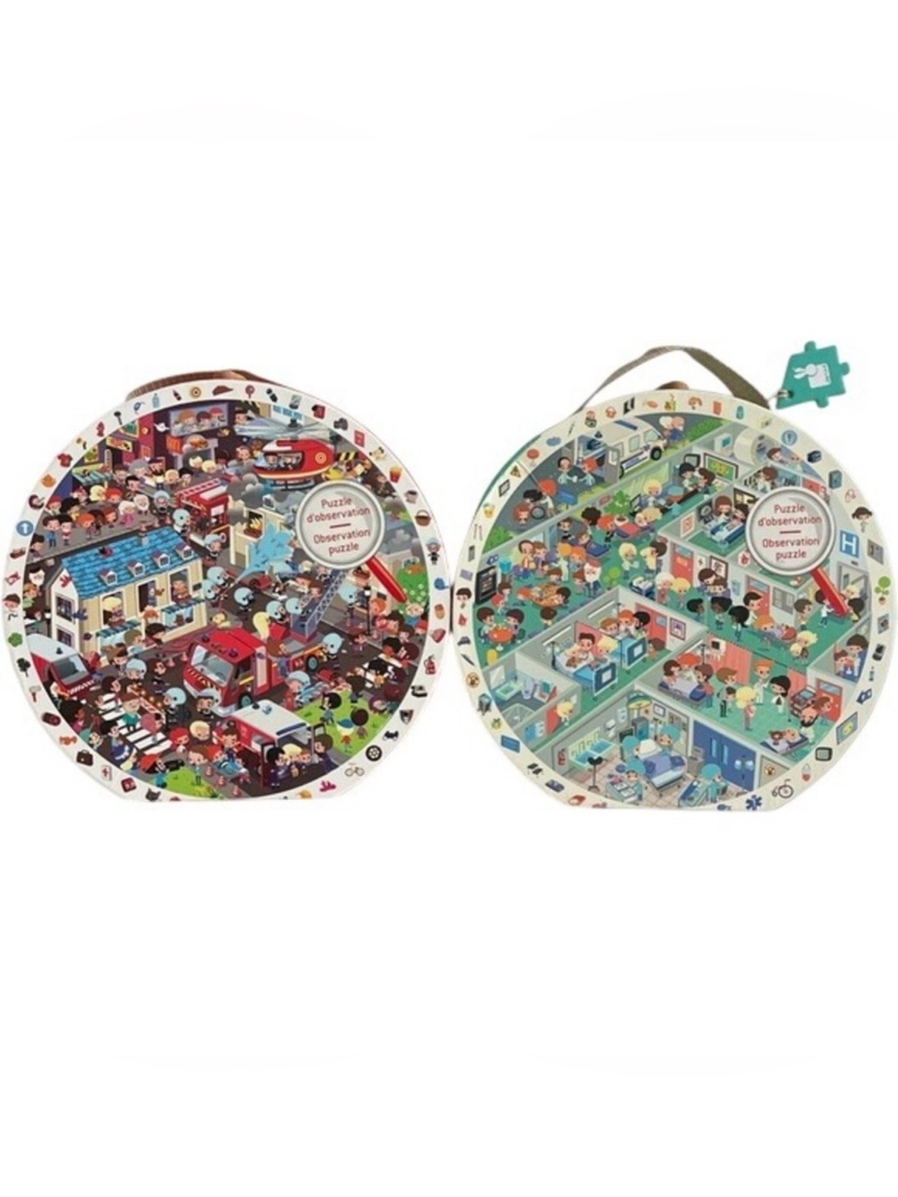 Janod Set of 2 Observation Puzzle‎ for Kids Firefighter Doctor Nurse